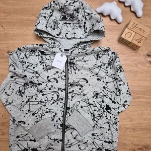 Next Kids' Gray Hoodie with Black Splatter Design